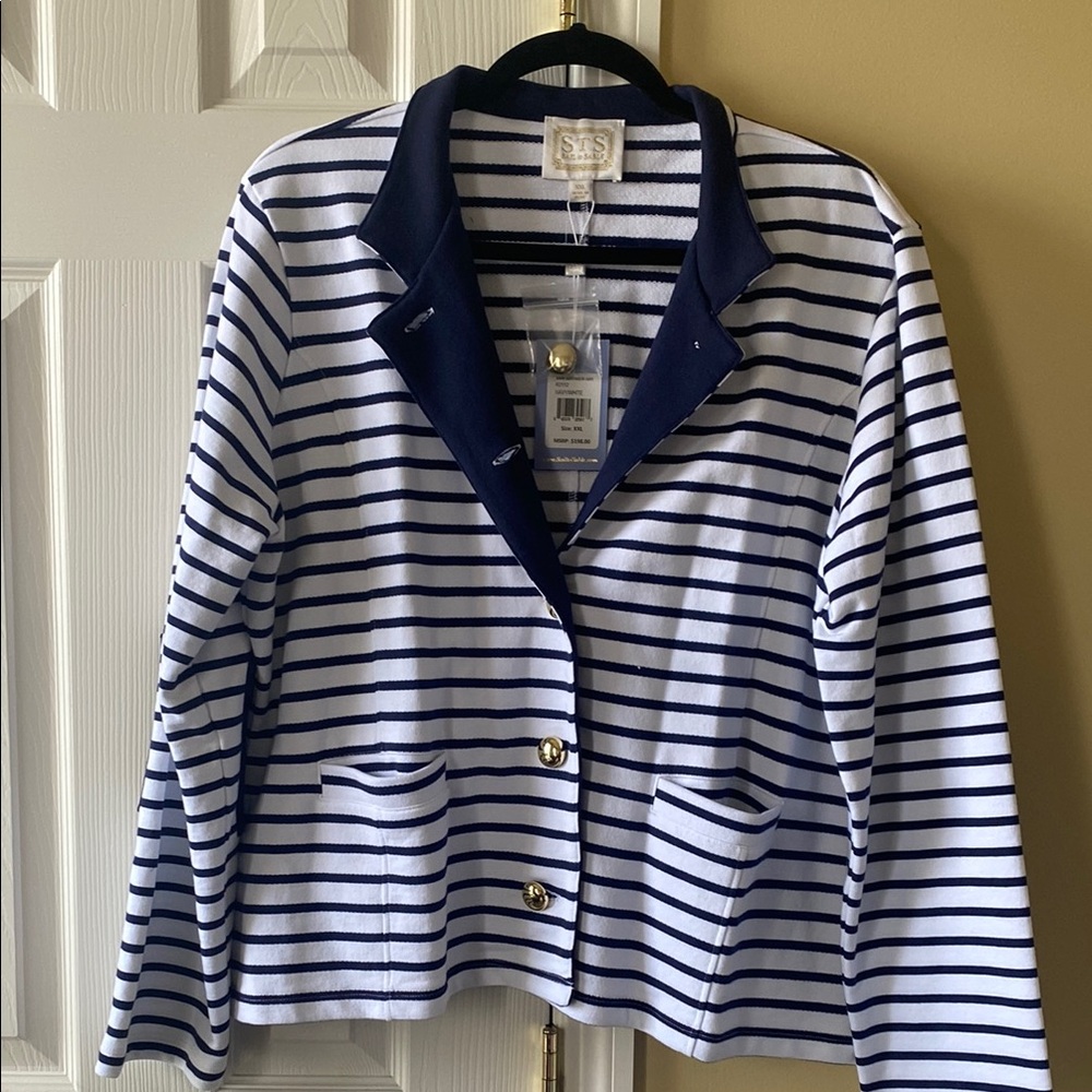 Sail to Sable Blue and White Striped Blazer